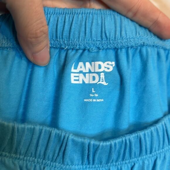 Lands End Women’s Teal Off Shoulder casual Dress with Bottom Ruffle Size Large - Picture 4 of 5